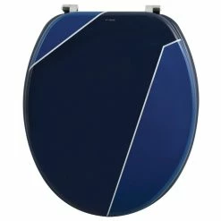 Promo 💯 MSV Abattant WC MDF ORIGAMI Bleu - Charnières Inox 🎁