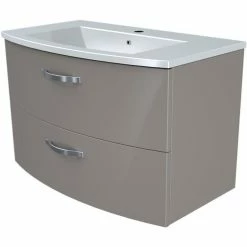 Meilleur prix 💯 Sans marque Ensemble Meuble de salle de bain 2 tiroirs + Vasque - Taupe - L 80,5 x P 46 x H 14 cm - BENT 🥰