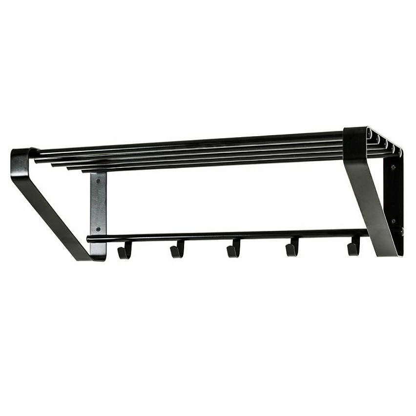 Offres 🎁 Paris prix Patère Murale 5 Crochets "Étagère" 65cm Noir 👍