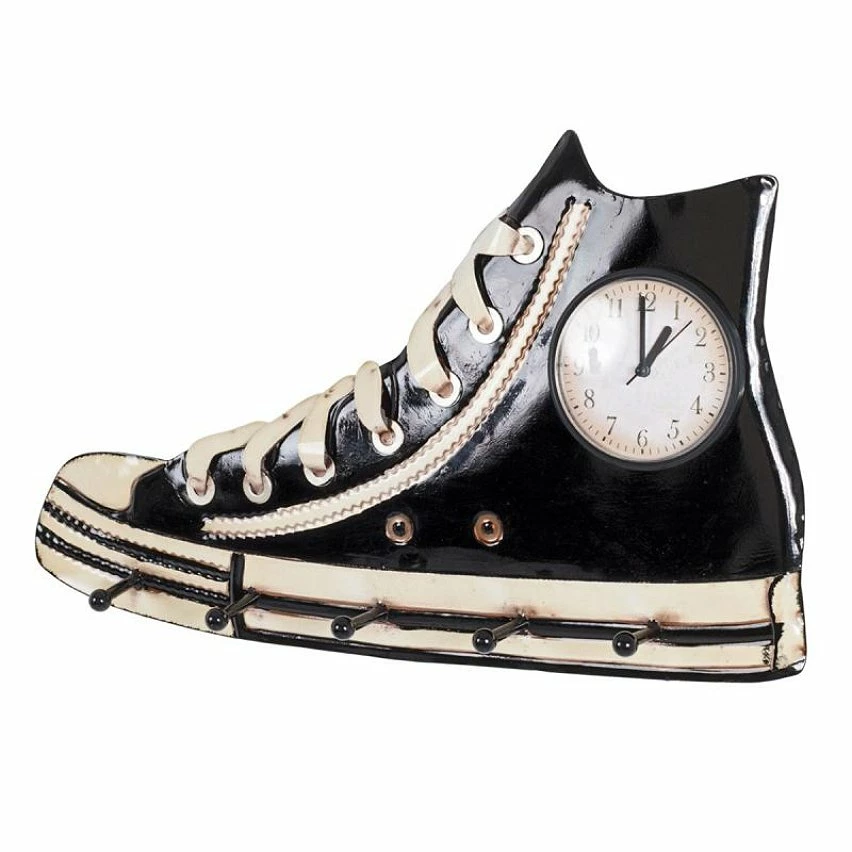 Budget 🥰 Paris prix Patère Murale & Horloge Design "Baskets" 50cm Noir ⌛