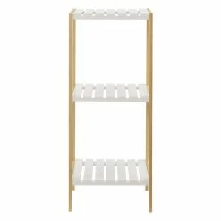 Grosses soldes ❤️ Étagère de rangement Balsfjord Bambou 33 x 34 x 80 cm Naturel Blanc [en.casa] 🛒