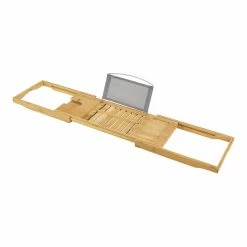 Offres 🤩 Plateau de baignoire Orivesi avec porte-livre et porte-verre en bambou [en.casa] 👏