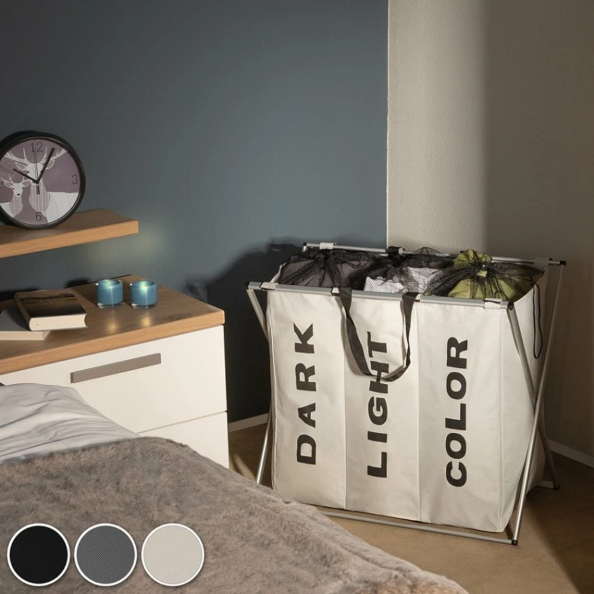 Les meilleures critiques de 😉 Tectake Panier à linge triple - beige 👍 – Image 2