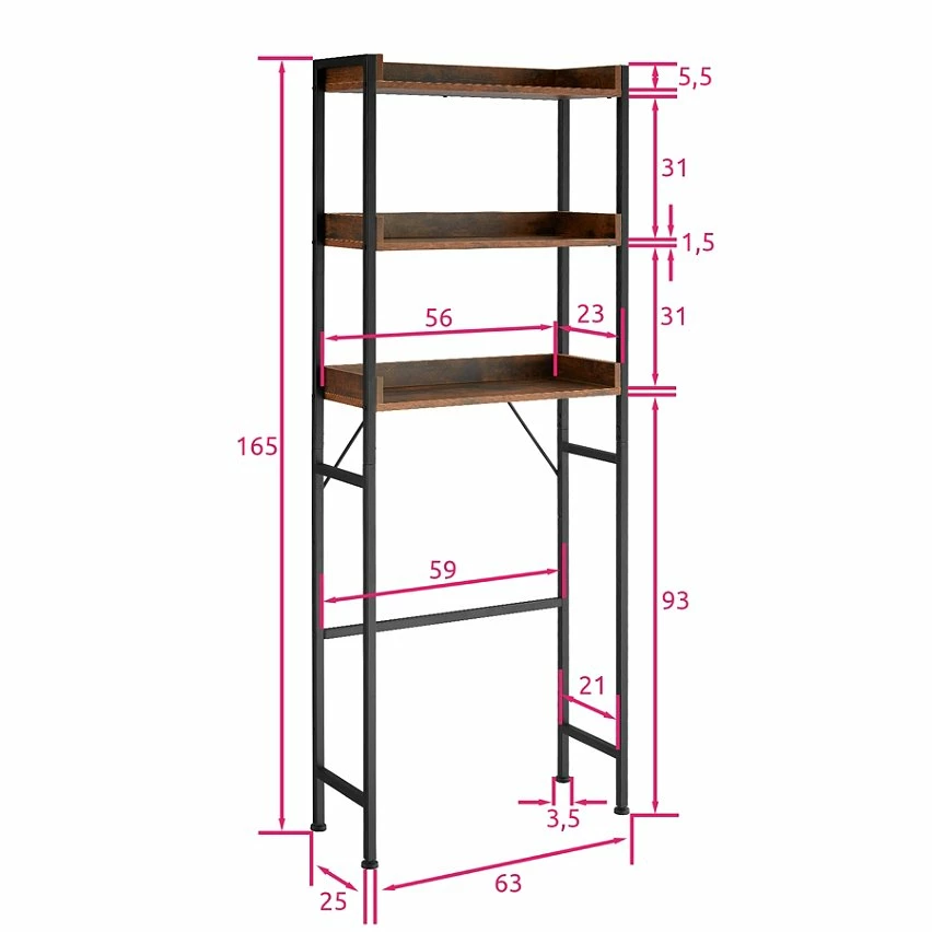 Tout neuf đ„ Tectake ĂtagĂšre de salle de bain Seattle - Bois clair industriel, ChĂȘne Sonoma đŻ â Image 6