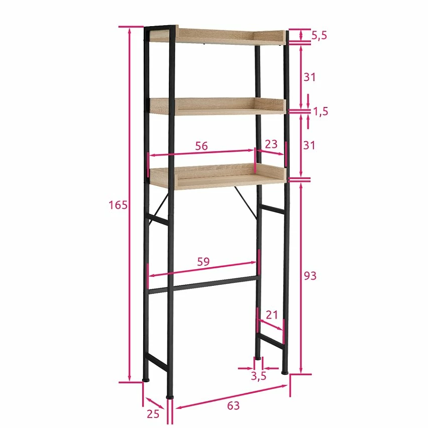 Tout neuf đ„ Tectake ĂtagĂšre de salle de bain Seattle - Bois clair industriel, ChĂȘne Sonoma đŻ â Image 13