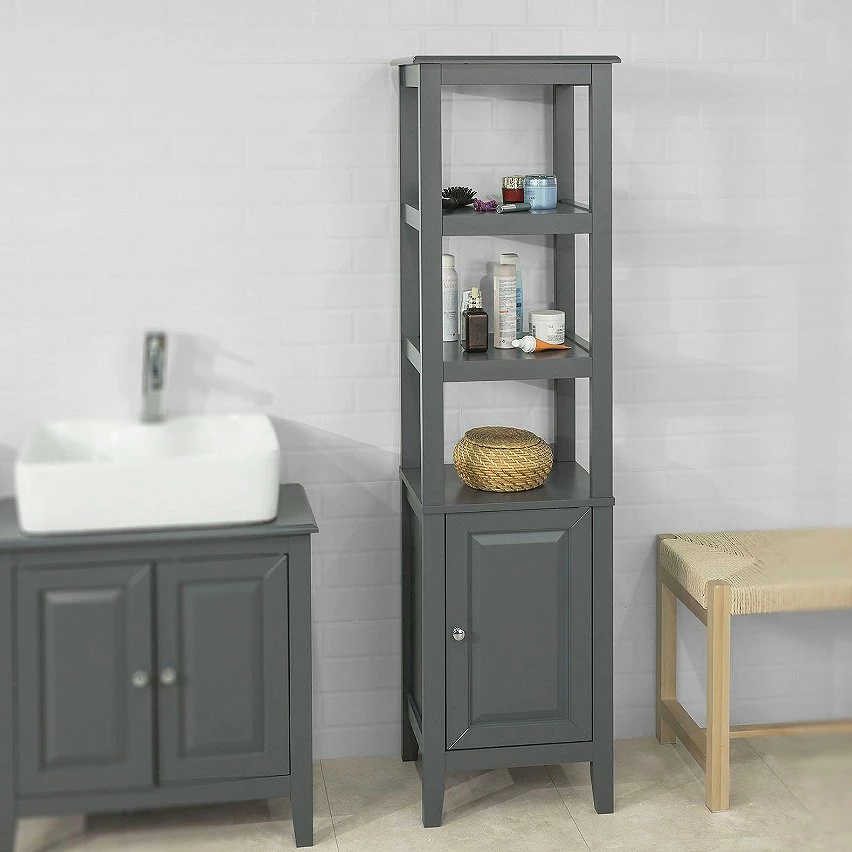 Offres ⌛ SoBuy® FRG205-DG Meuble Colonne de Salle de Bain Armoire Toilette Haute 🌟 – Image 2