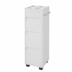 De gros ⌛ SoBuy® BZR29-W Meuble Demi-Colonne Meuble Bas de Salle de Bain avec 3 Tiroirs, 4 Compartiments et Porte-Serviette - Blanc 🥰