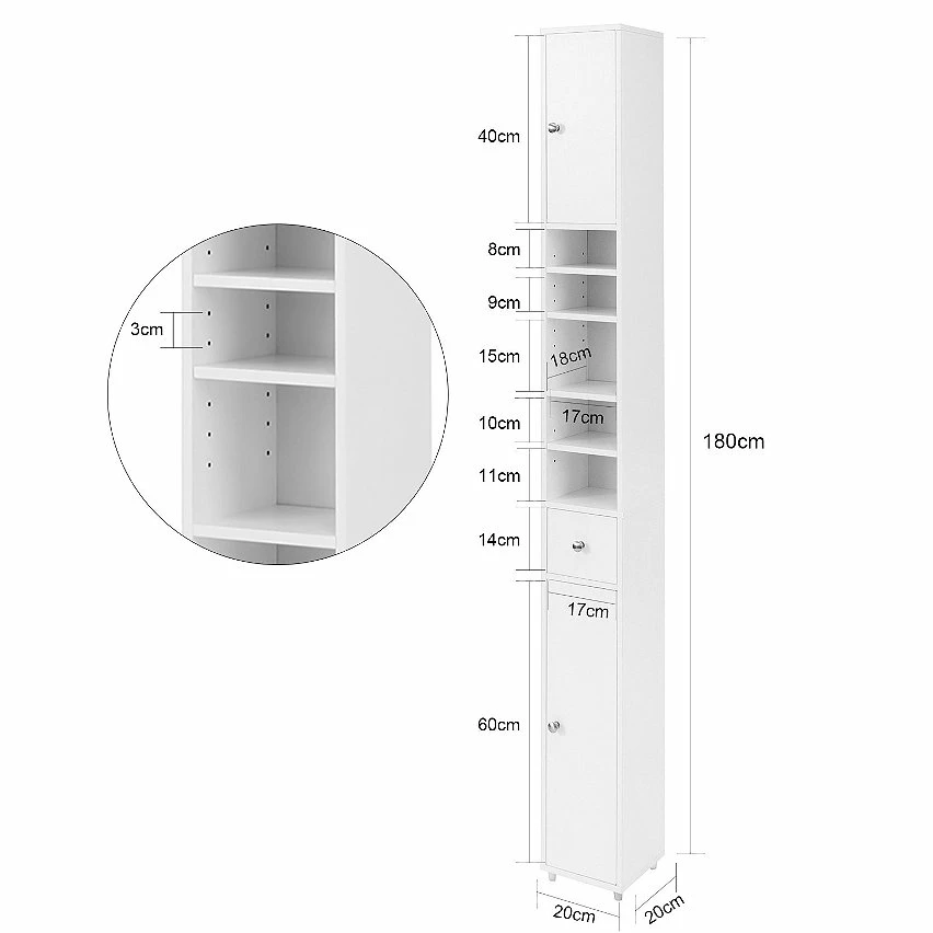 Coupon ⭐ SoBuy BZR34-W Meuble de Rangement Salle d Bain Meuble Colonne Armoire de Toilette Meuble WC 👍 – Image 3