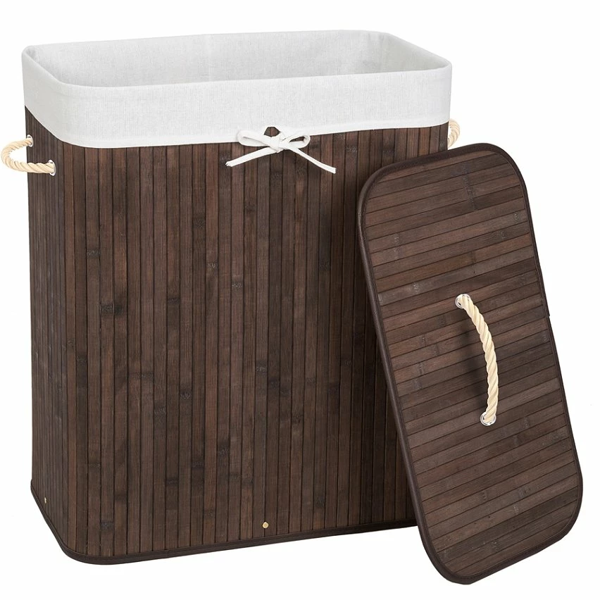 Le moins cher 🛒 Tectake Panier à linge bambou rectangulaire - 100 L 👍 – Image 12