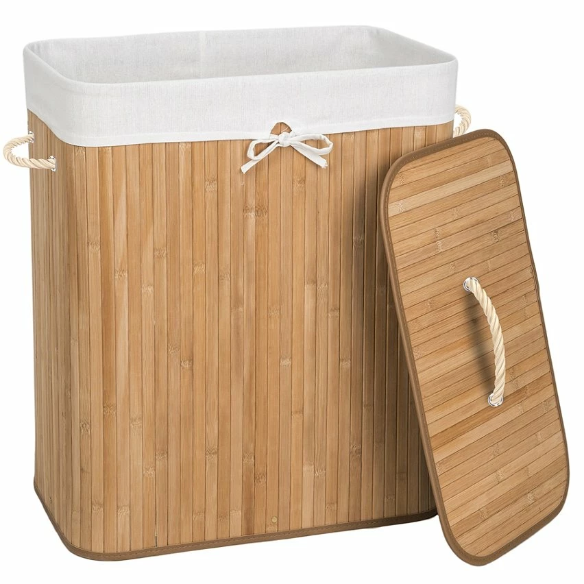 Le moins cher 🛒 Tectake Panier à linge bambou rectangulaire - 100 L 👍 – Image 2