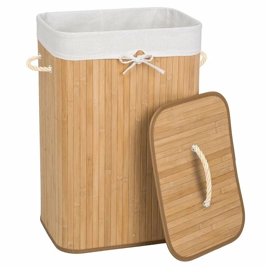 Le moins cher 🛒 Tectake Panier à linge bambou rectangulaire - 100 L 👍 – Image 7