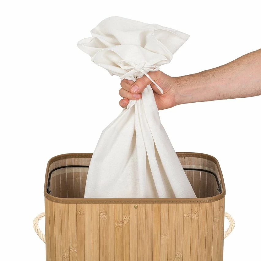 Le moins cher 🛒 Tectake Panier à linge bambou rectangulaire - 100 L 👍 – Image 9