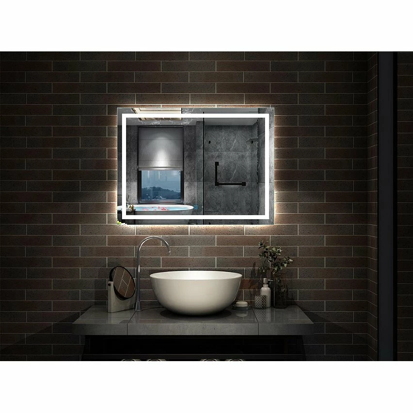 Acheter 🤩 AICA Sanitaire Miroir antibuée avec interrupteur tactile + commande unique + lumière blanche 6000k + 90 x 4 x 60 cm (L x P x H) 😀 – Image 3