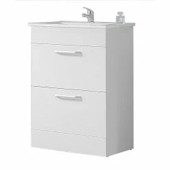 Meilleur prix 🎁 AICA Sanitaire meuble sous vasque couleur blanc avec deux tiroirs , lavabo leger en céramique 🤩