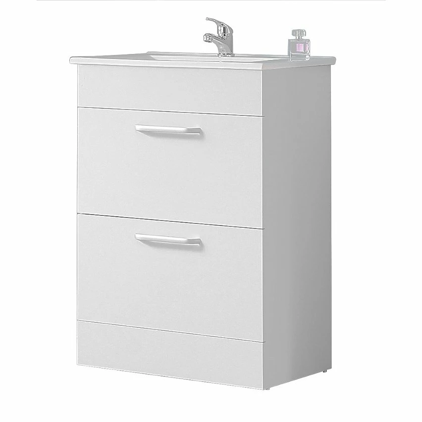 Meilleur prix 🎁 AICA Sanitaire meuble sous vasque couleur blanc avec deux tiroirs , lavabo leger en céramique 🤩