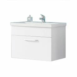 Coupon 🔥 AICA Sanitaire meuble suspendu blanc avec un tiroir, lavabo en céramique 👍