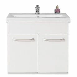 Sortie 🤩 AICA Sanitaire meuble de salle de bain avec deux portes couleur blanc, lavabo en céramique 🔥