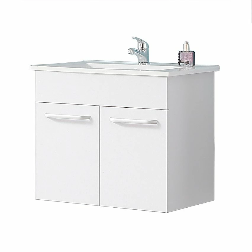 Remise ✨ AICA Sanitaire meuble sous vasque avec deux portes couleur blanc, lavabo leger en céramique 🎁 – Image 2