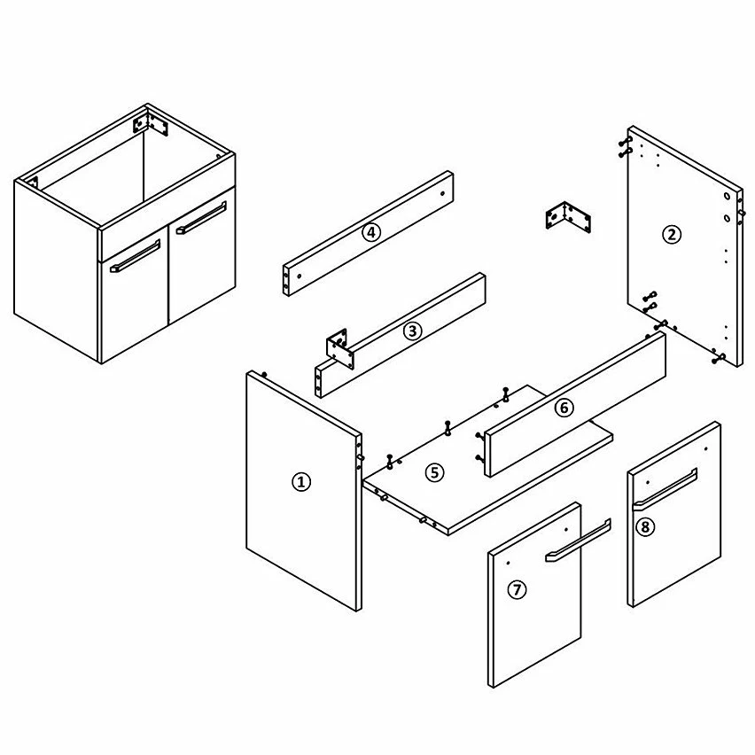 Remise ✨ AICA Sanitaire meuble sous vasque avec deux portes couleur blanc, lavabo leger en céramique 🎁 – Image 5