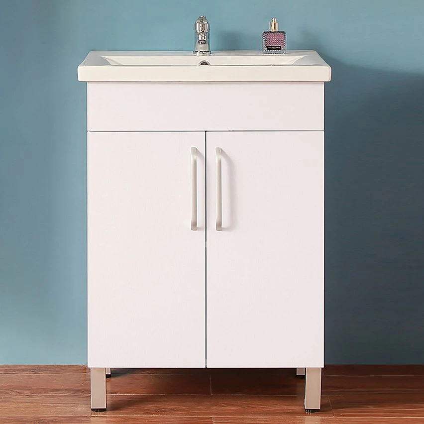 Meilleure vente đ AICA Sanitaire meuble avec 2 portes couleur blanc, meuble avec pied, lavabo en cĂ©ramique đ„ â Image 4