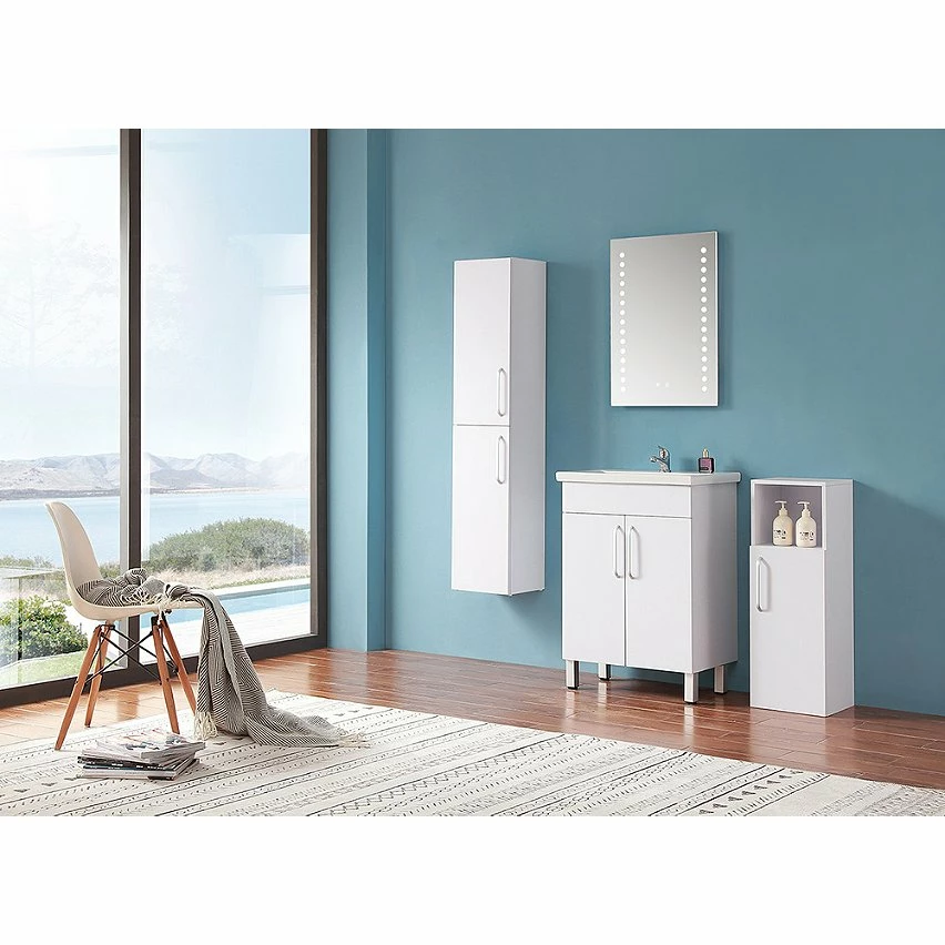 Meilleure vente đ AICA Sanitaire meuble avec 2 portes couleur blanc, meuble avec pied, lavabo en cĂ©ramique đ„ â Image 5