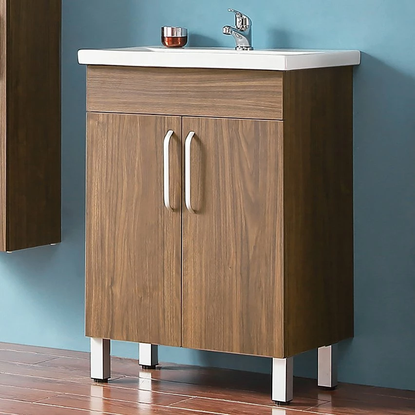 Tout neuf 🔥 AICA Sanitaire meuble avec 2 portes couleur noyer, meuble avec pied, lavabo en céramique 👏 – Image 7