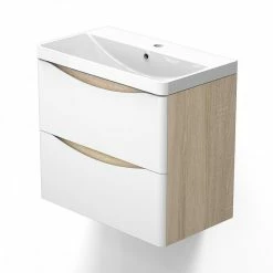 Offres ✨ AICA Sanitaire meuble de salle de bain - style scandinave avec deux tiroirs, 59 x 34,5 x 50 cm ❤️