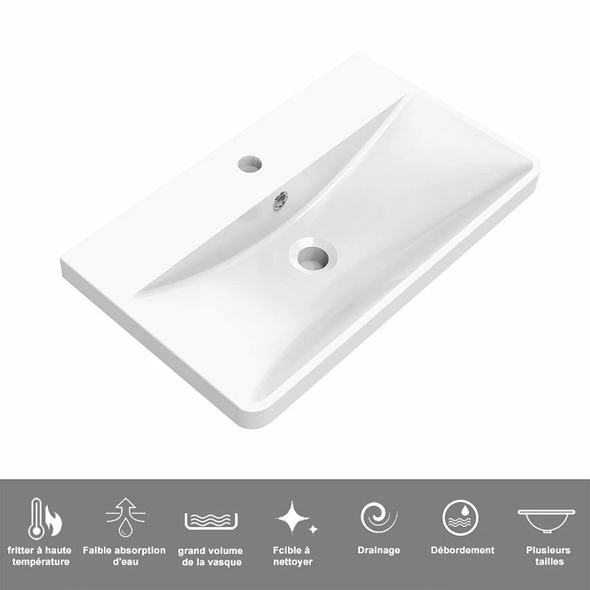 Tout neuf 👍 AICA Sanitaire meuble style scandinave avec deux tiroirs, 80 x 39,5 x 50 cm 🥰 – Image 7