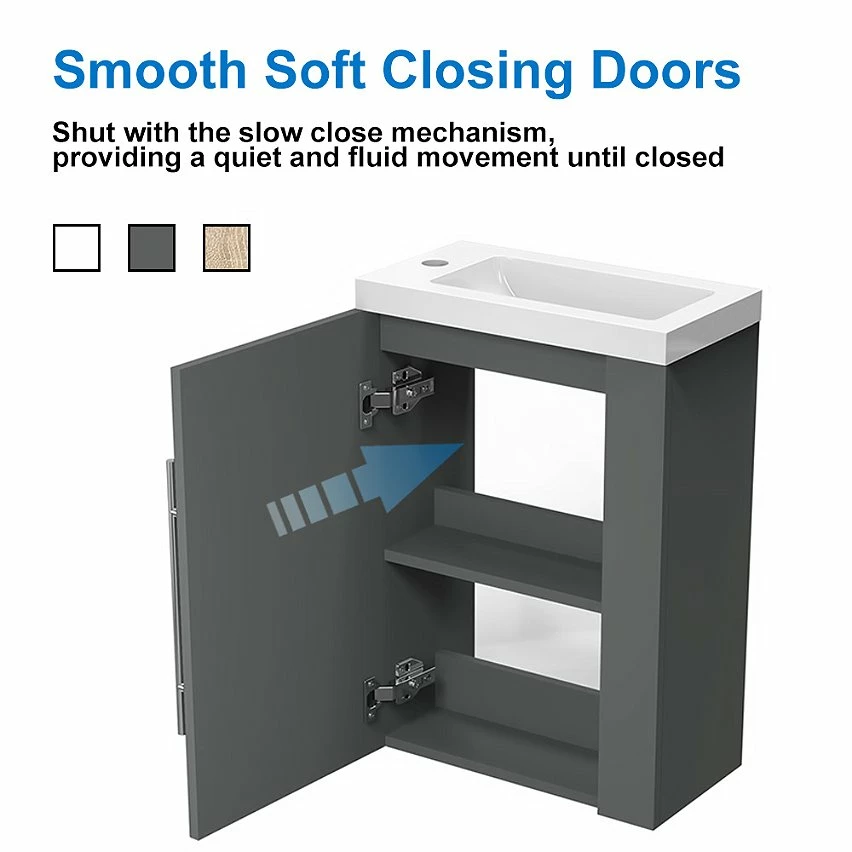 Le moins cher ✔️ AICA Sanitaire meuble-lavabo avec une porte anthrcite, 44 x 23 x 60 cm 💯 – Image 5