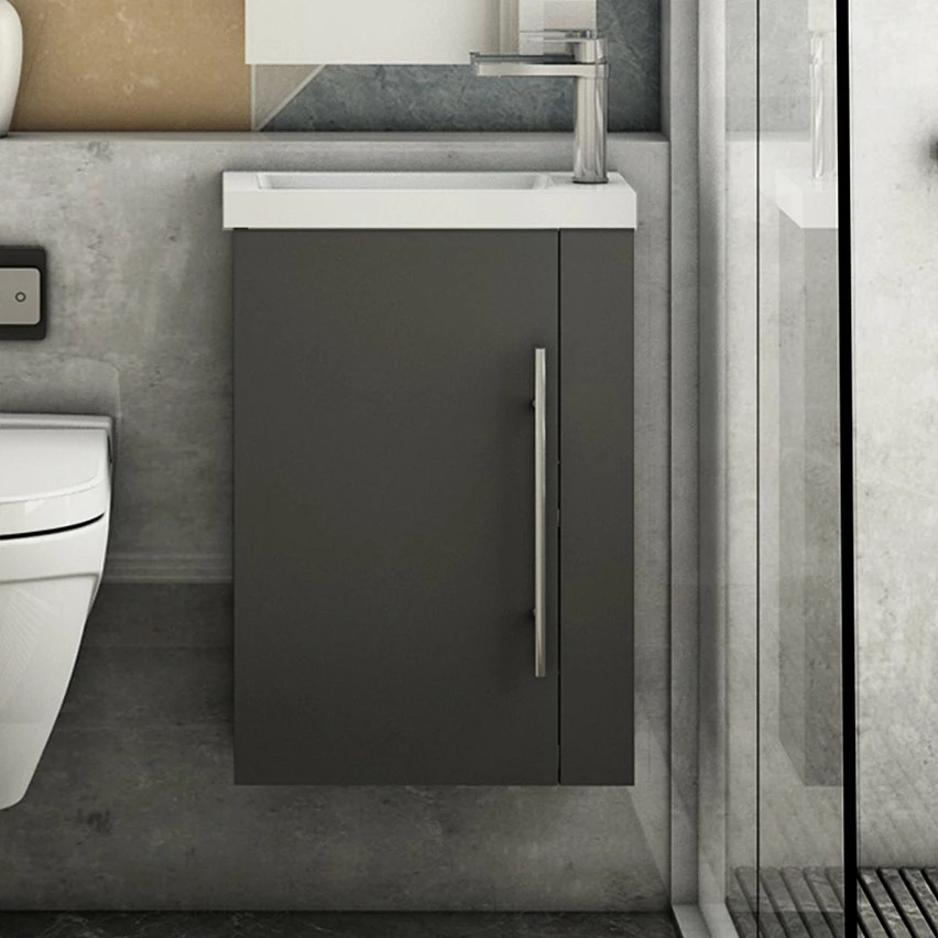 Le moins cher ✔️ AICA Sanitaire meuble-lavabo avec une porte anthrcite, 44 x 23 x 60 cm 💯 – Image 7