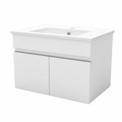 Tout neuf 🧨 AICA Sanitaire meuble blanc sous lavabo suspendu avec deux portes, vasque en céramique ⌛