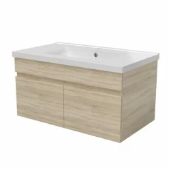 Les meilleures critiques de 😍 AICA Sanitaire meuble vasque suspendu avec deux portes, vasque en céramique , meuble couleur chêne. 💯