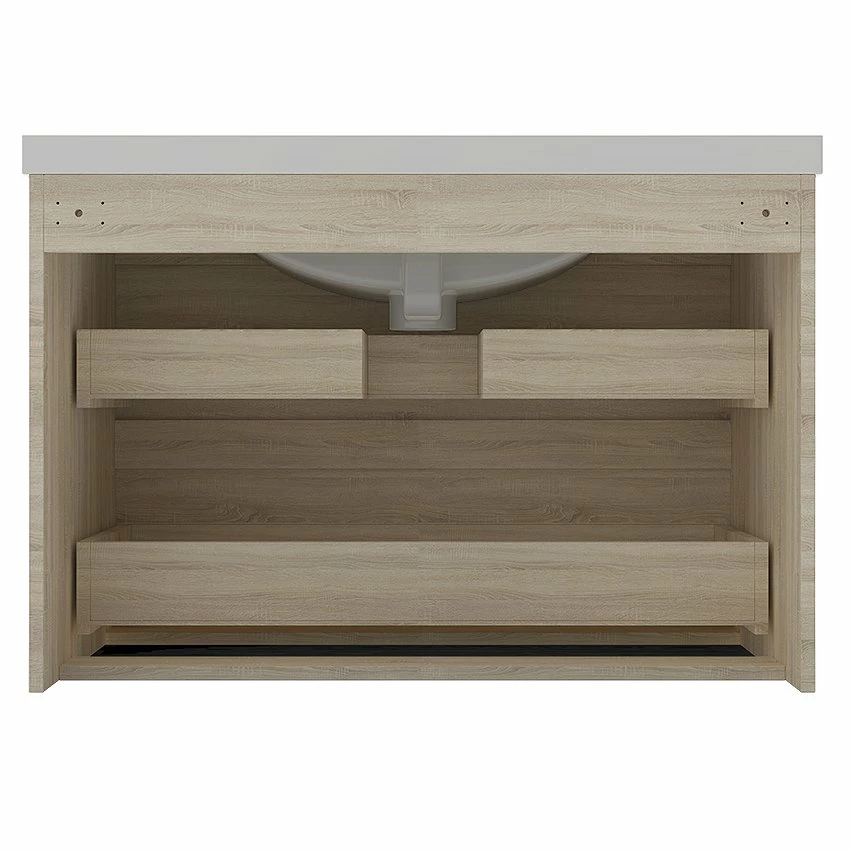 Meilleure affaire đ§š AICA Sanitaire meuble de couleur chĂȘne suspendu de salle de bain, 2 tirois, vasque en cĂ©ramique. â â Image 6