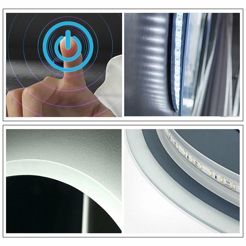 Acheter 🌟 AICA Sanitaire miroir salle de bain, miroir modern chic, miroir arrondi avec éclairage salle de bain, miroir rond antibuée, miroir étanche 🎁 – Image 4