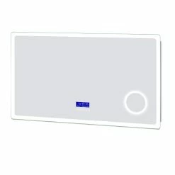 Acheter 🎉 AICA Sanitaire Miroir lumineux antibuée avec haut-parleur, 1 miroir grossissant intégré 😉