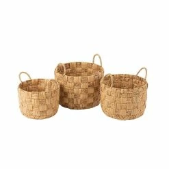 Sortie 🎁 Calicosy Set de 3 paniers ronds en jacinthe d'eau naturelle 🔥