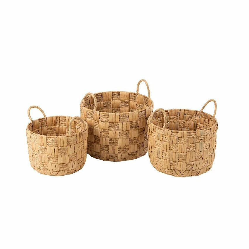 Sortie 🎁 Calicosy Set de 3 paniers ronds en jacinthe d'eau naturelle 🔥