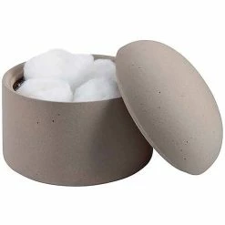 Remise 🛒 Spirella Boite à cotons Céramique GEMMA Taupe 👍