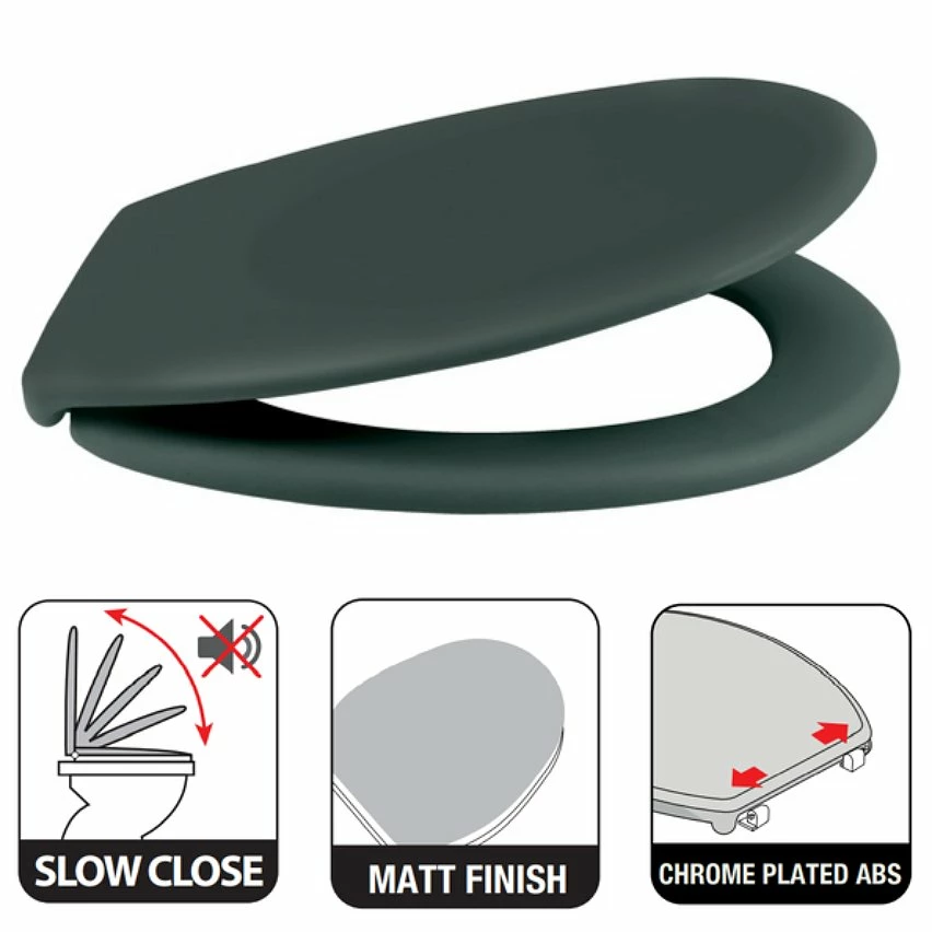 Vente flash 👍 Spirella Abattant WC Thermo Dur NEELA Vert Foncé Mat - Charnières ABS Chromé ⭐ – Image 2
