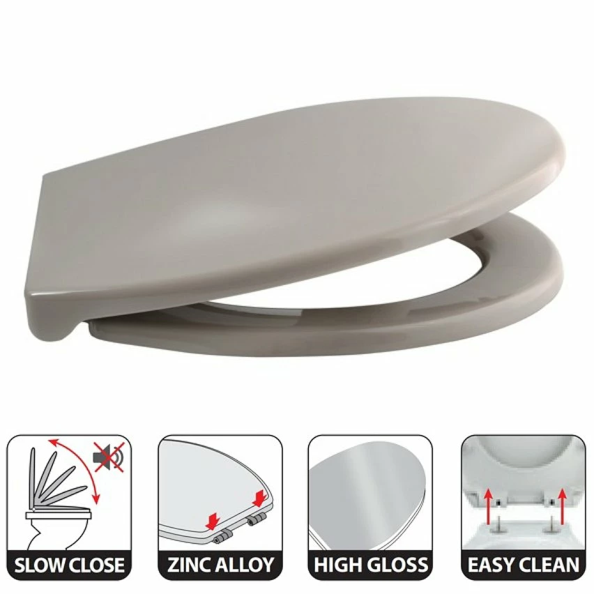 Acheter 😀 Spirella Abattant WC PP HARRY Taupe - Charnières Zinc 🎉 – Image 2