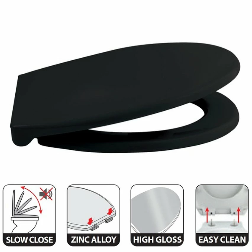Meilleur prix 🌟 Spirella Abattant WC PP HARRY Noir - Charnières Zinc 🤩 – Image 2