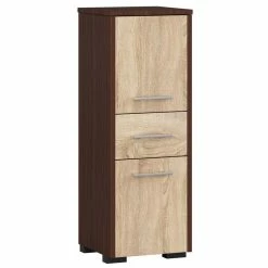 Coupon 😉 Hucoco ASTORIA - Armoire Colonne de salle de bain contemporaine 85x30x30 cm - Meuble de rangement design moderne - Wengé/Sonoma 🎉