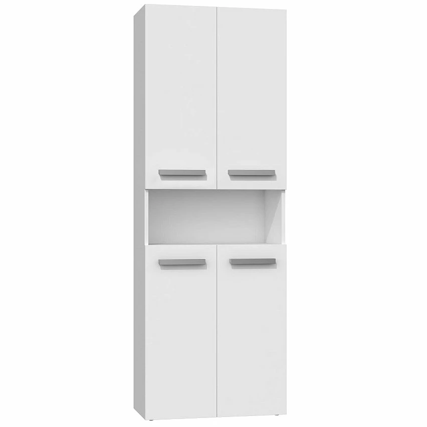 Sortie ✨ Hucoco GLAZE - Armoire de salle de bain avec porte + panier - Style moderne - 174x60x30 cm - Colonne salle de bain - Blanc 😀 – Image 2