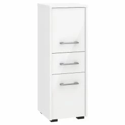 Meilleur prix 😍 Hucoco ASTORIA - Armoire Colonne de salle de bain contemporaine 85x30x30 cm - Meuble de rangement design moderne - Double finition - Blanc laqué 🔔
