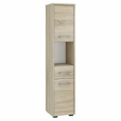 Promo ✨ Hucoco AMIRA - Armoire Colonne de salle de bain 140x30x30cm - Rangement salle de bain - 2 portes + 1 tiroir - Sonoma 🔔