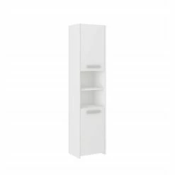 Meilleure affaire 🛒 Hucoco PRAGUE - Meuble Colonne de salle de bain 30x30x170 - Rangement salle de bain contemporain - Armoire Toilette - Colonne moderne - Blanc 💯