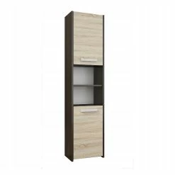 Vente flash 💯 Hucoco PRAGUE - Armoire de salle de bains - 170x30x30 - Rangement salle de bains - Meuble colonne - Style moderne - Double finition - Wenge/Sonoma 🔔
