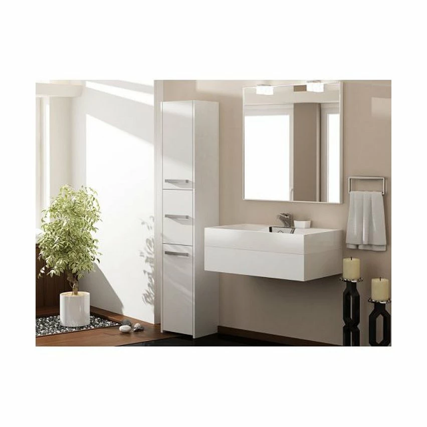 Sortie 🔔 Hucoco VERONA - Colonne de salle de bain 30x30x170 - Meuble de rangement salle de bain - Armoire Toilette - blanc 🤩 – Image 3