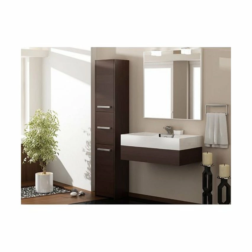 Sortie 🎁 Hucoco VERONA - Colonne armoire de salle de bain 30x40x170 - Meuble salle de bain - Rangement salle de bain - wenge 🧨 – Image 2