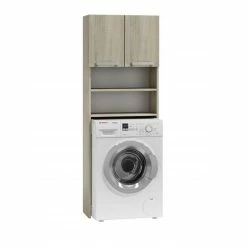 Vente flash 🧨 Hucoco COMO - Meuble pour machine à laver - 64x183x30cm - Rangement espace buanderie lave linge salle de bains - Style moderne - sonoma 🤩